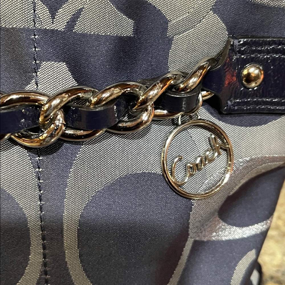 Coach EUC Moto Optic C Signature Blue Metallic Jacquard Crossbody/Shoulder - Picture 5 of 10